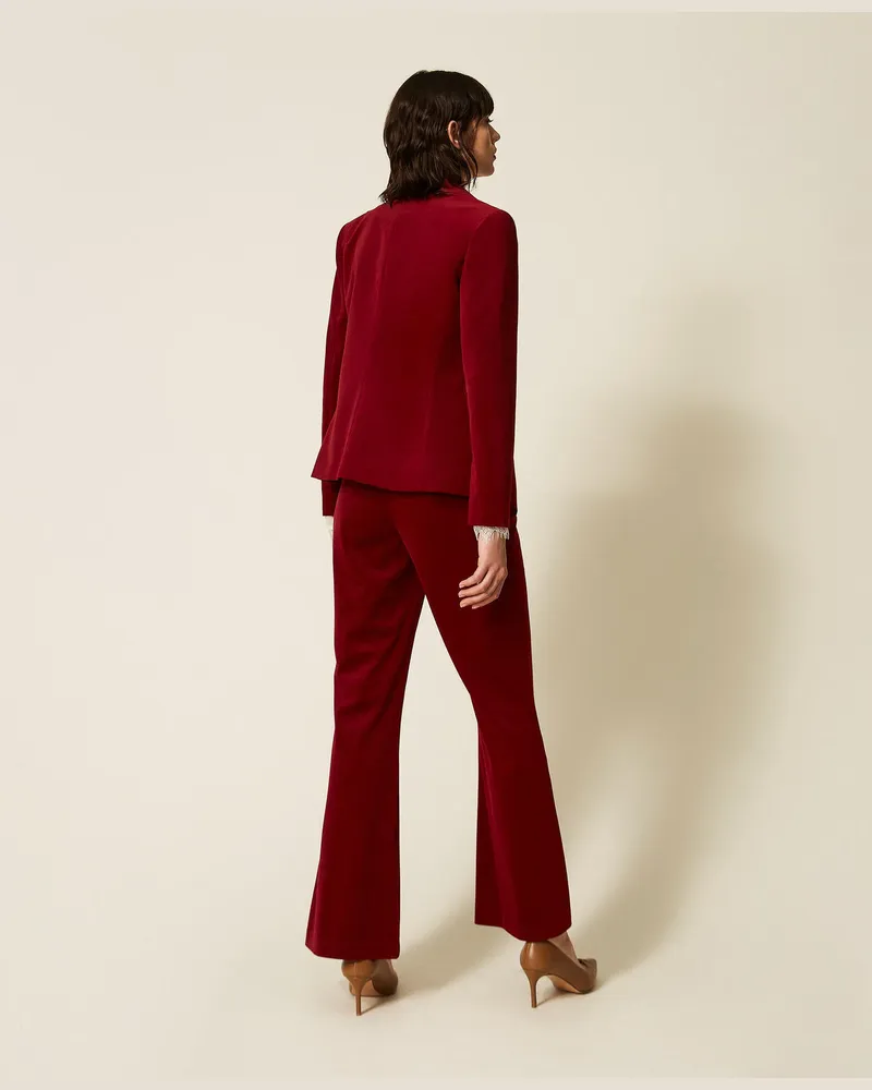 Actitude by Twinset Hose aus Samt in Flared-Fit Rhabarberrot