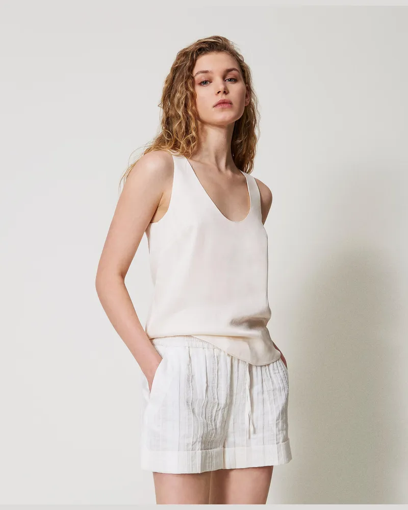 Twin-Set Tops - Top aus Satin, Light Natural, Größe: 50 