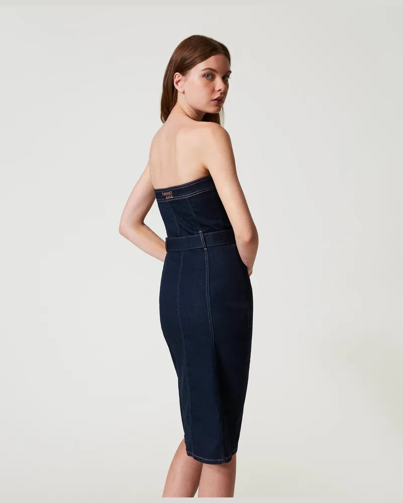 Actitude by Twinset Kleider - Midi-Bustierkleid aus Jeansstoff, Rinse-Denim, Größe Rinse-denim