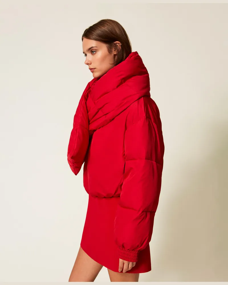 Actitude by Twinset Jacken und Outerwear - Bomber-Steppjacke mit Schal, Kirsch Rot, Größe Kirsch