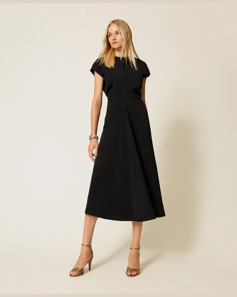 Twin-Set Kleider - Midikleid mit Raffung, Schwarz, Größe Schwarz