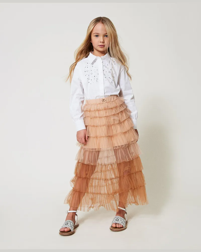 Twin-Set Röcke - Maxirock aus Tüll, Beige Hanf, Größe: 8A 