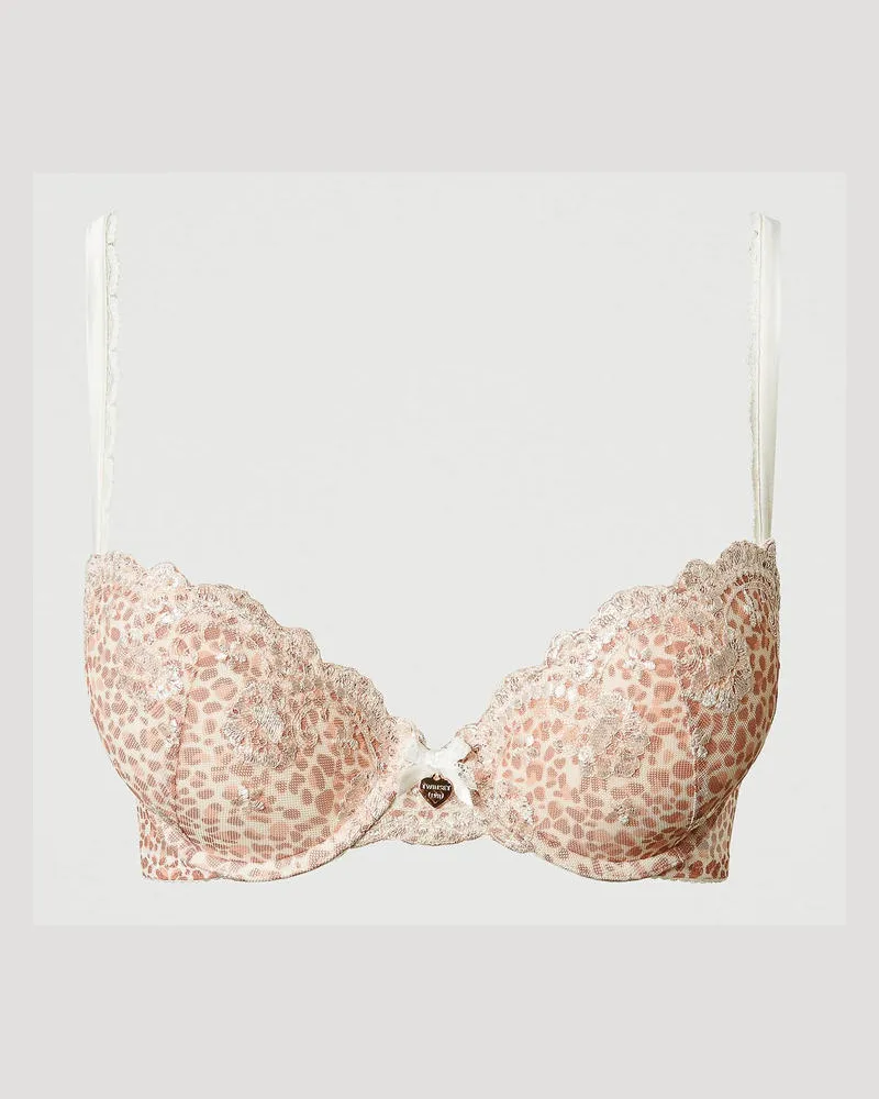 Twin-Set Unterwäsche - Push-up-BH aus Tüll mit Animaldessin, Multicolor-Animalprint, Größe: 2-D 
