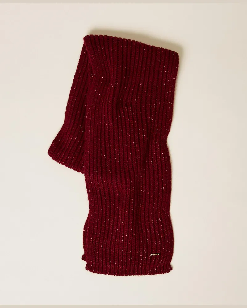Twin-Set Strickschal mit Lurex, Damen, Burgundy Red Burgundy