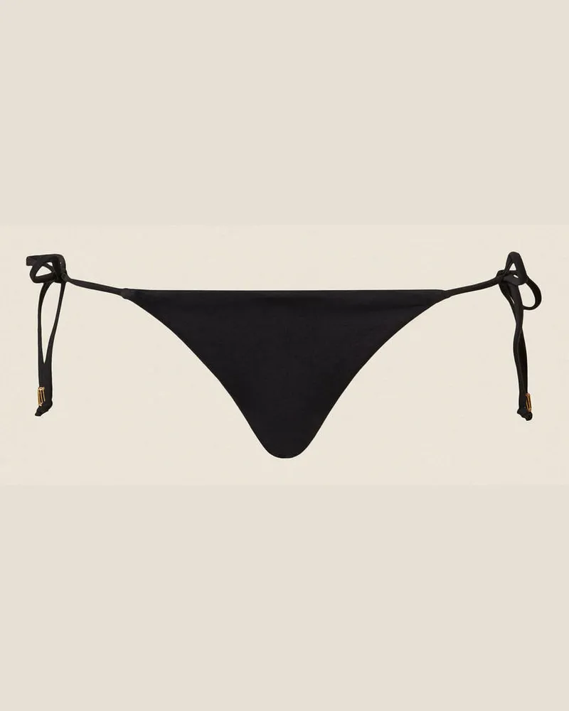 Twin-Set Bademode - Bikinitanga mit Schnüren und Logo, Schwarz, Größe Schwarz