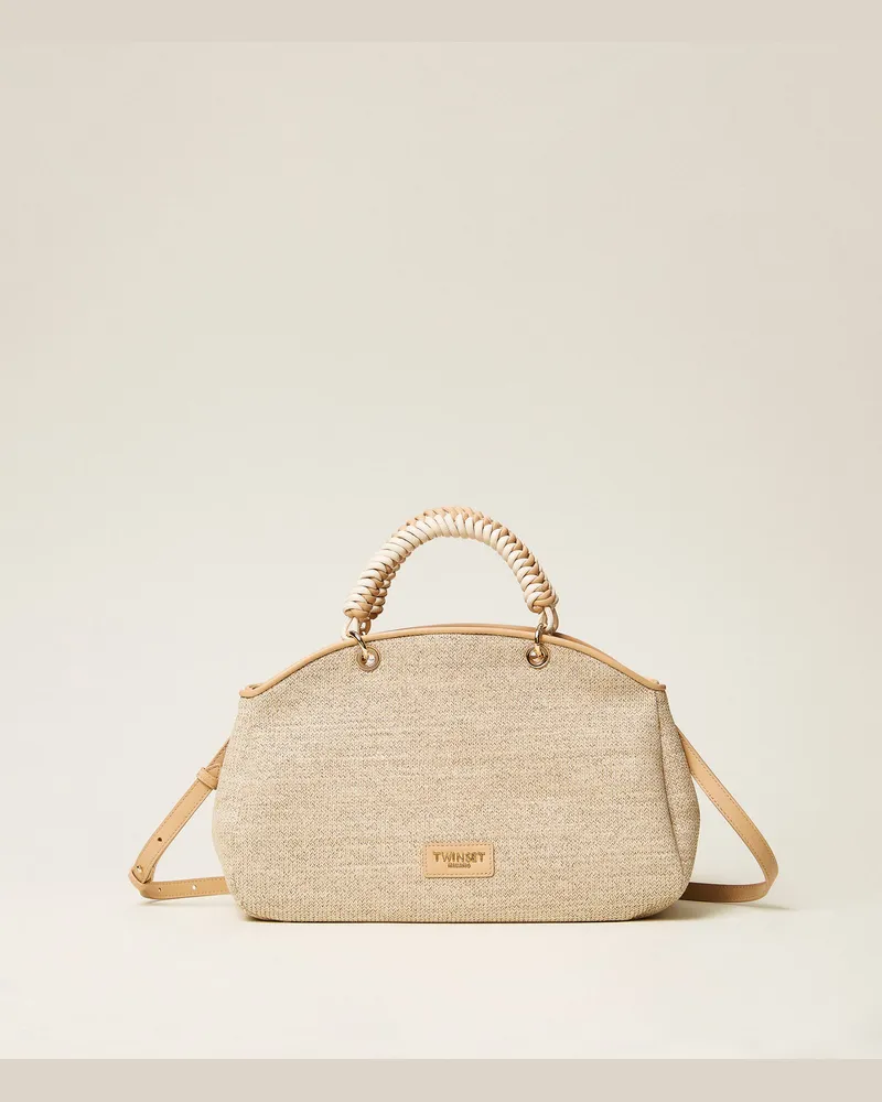 Twin-Set Bauletto-Tasche in Rafia-Optik Stroh