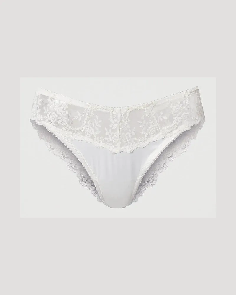 Twin-Set Unterwäsche - Brazilian-Slip aus besticktem Tüll, Weiß Antique White, Größe: V 
