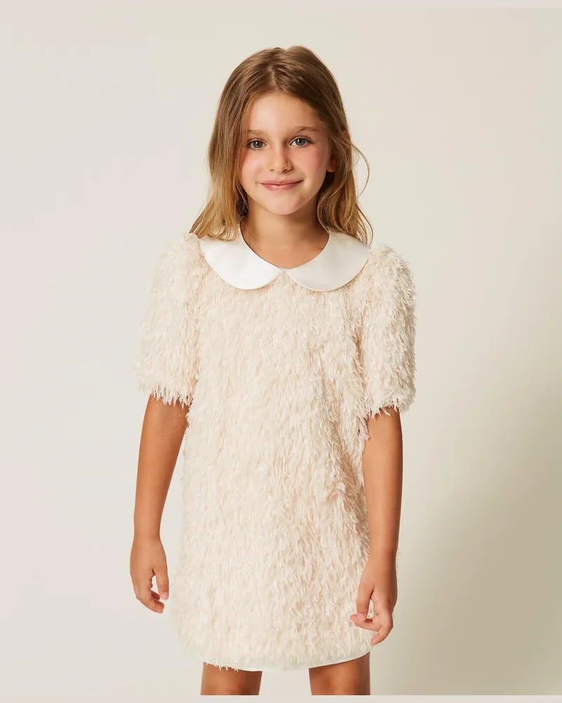 Twin-Set Kurzes Babykleid mit Satinkragen Weiß