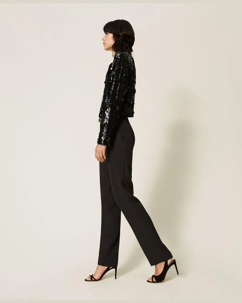 Actitude by Twinset Crêpe-Hose mit Taschen Schwarz