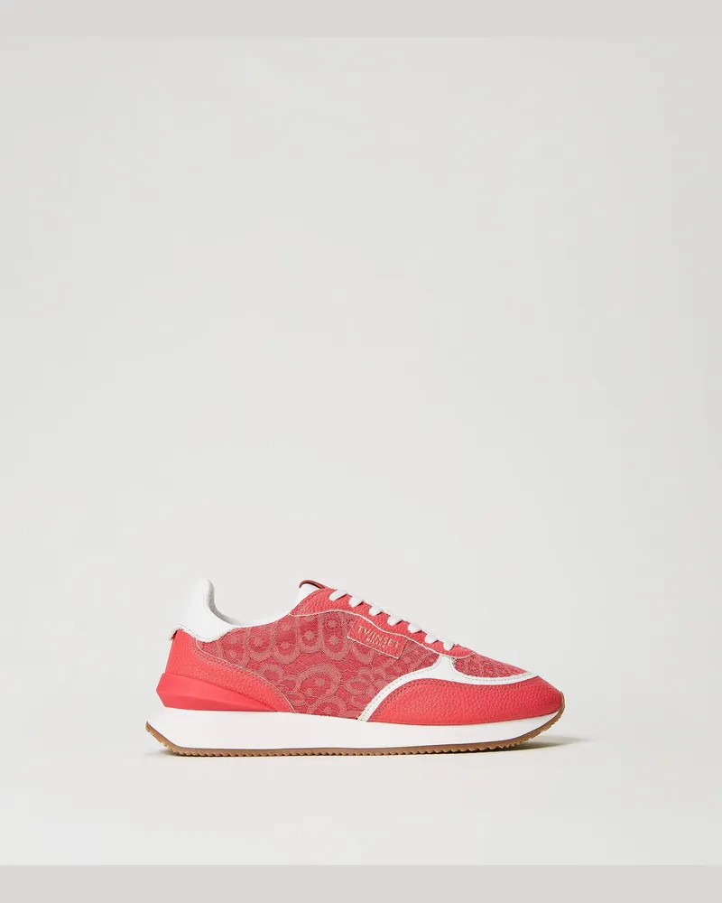 Twin-Set Schuhe - Sneakers mit Spitzen-Inserts, Rosa Azalee, Größe Rosa