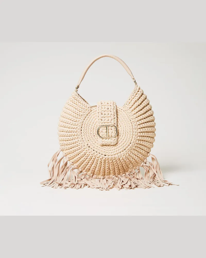 Twin-Set Taschen - Gehäkelte Hobo-Bag „La Coquillette", Natur Weiß, Einheitsgröße 