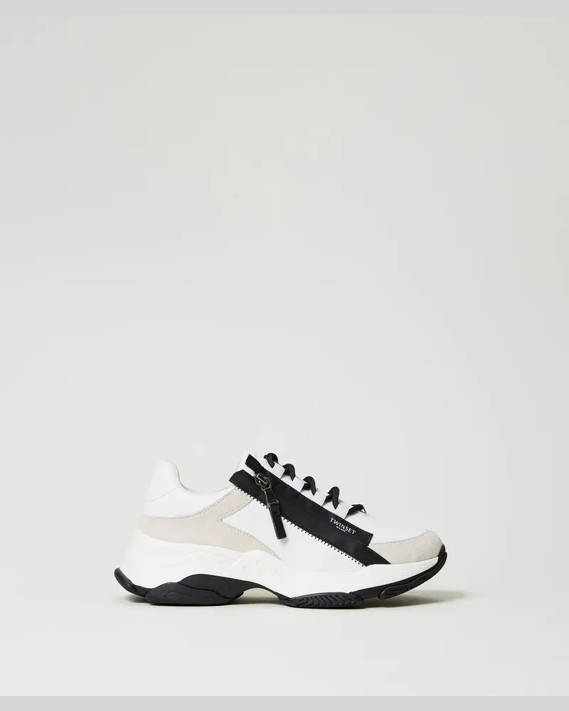 Twin-Set Schuhe - Sneaker im Laufschuhstil mit Reißverschluss, Weiß, Größe Weiß