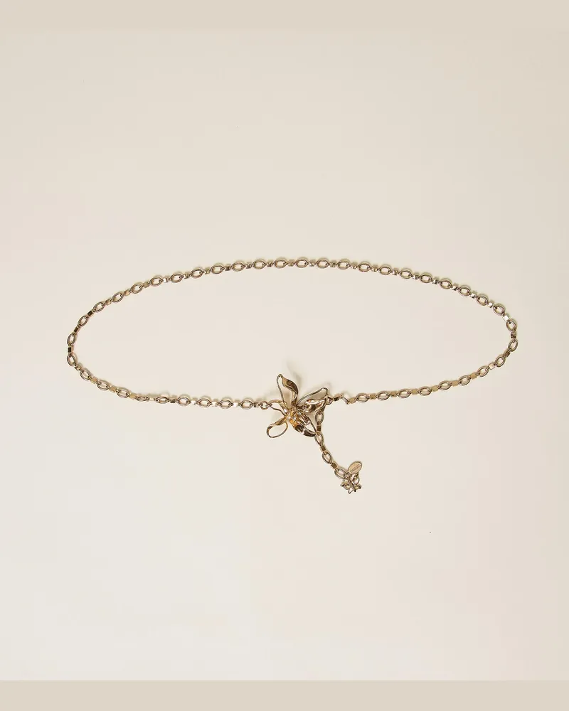 Twin-Set Accessoires - Kettengürtel mit Blume, Old Gold, Größe Old