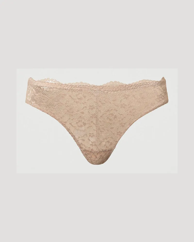 Twin-Set Unterwäsche - Brazilian-Slip aus Spitze und Tüll, Champagne, Größe: IV 