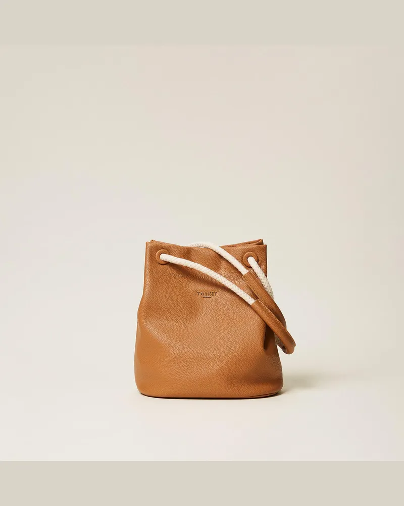 Twin-Set Beuteltasche mit Kordelhenkeln Leder