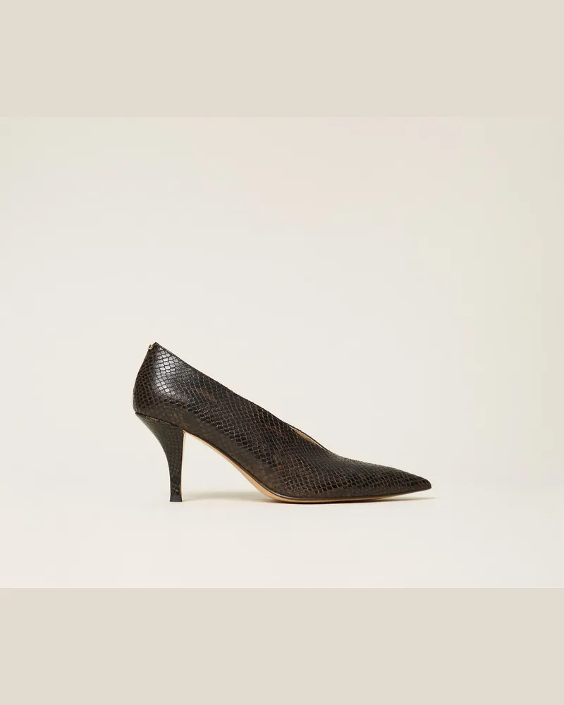 Twin-Set Pumps aus Leder mit Pythonprägung Pythonprint