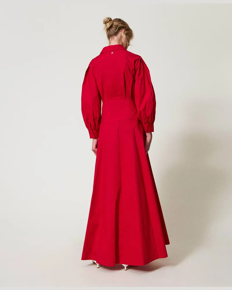 Actitude by Twinset Kleider - Langes Hemdblusenkleid aus Popeline, Love Potion, Baumwolle, Größe Love
