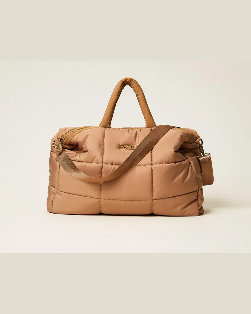Twin-Set Taschen - Große Stepptasche mit Trageriemen, Camel, Einheitsgröße Camel