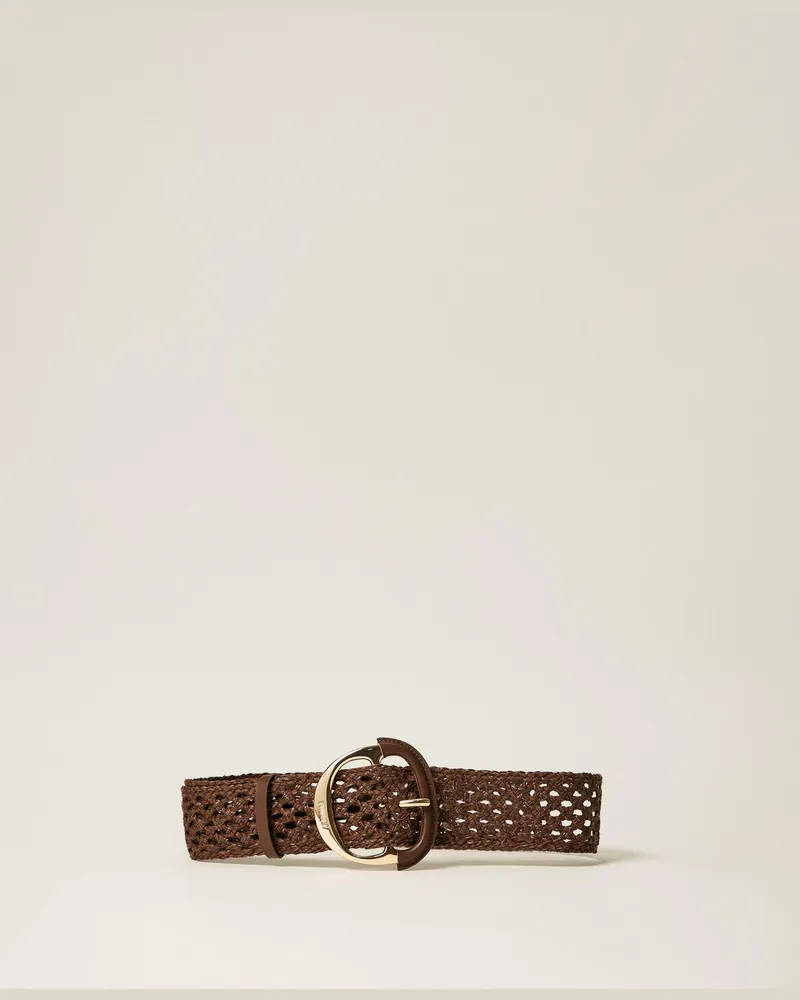 Twin-Set Accessoires - Flechtgürtel mit Maxi-Schnalle, Coffee Liqueur, Größe Coffee