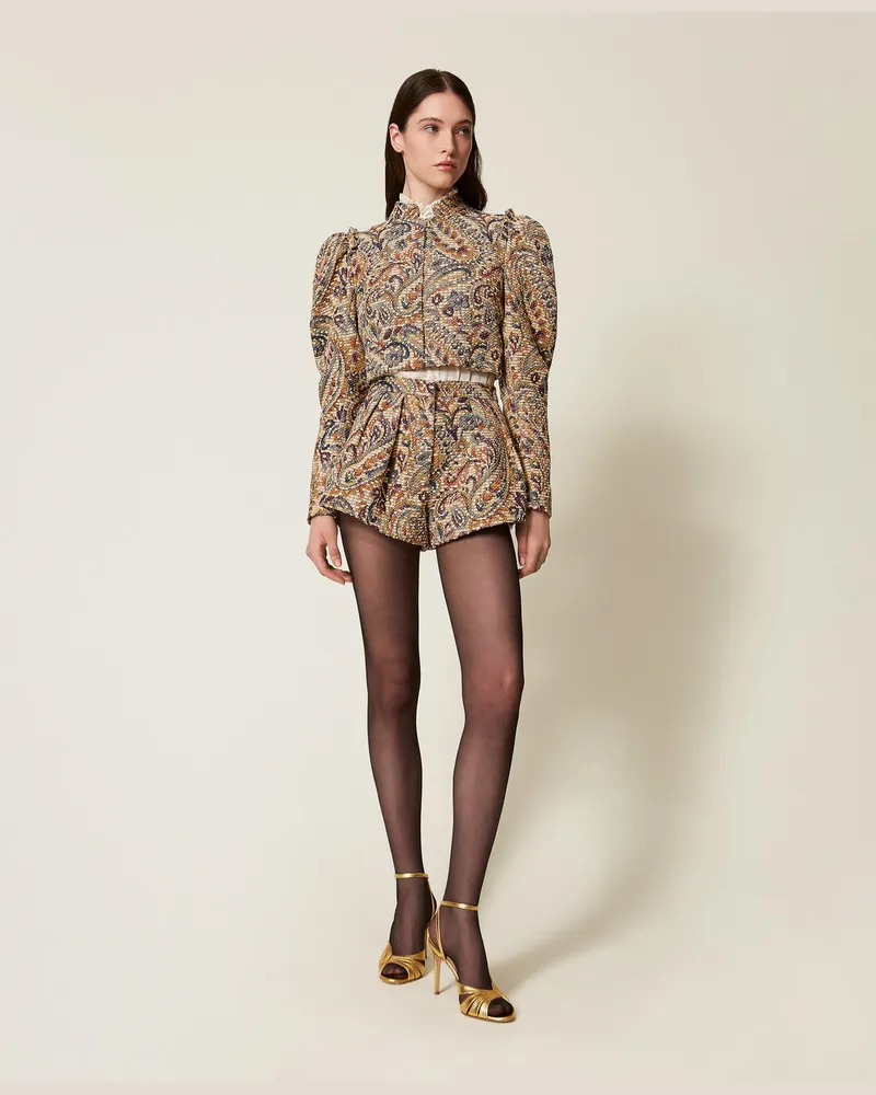 Twin-Set Hosen - Shorts aus Jacquard mit Kaschmirmuster, Jacquard Cachemire Multicolor, Größe Jacquard