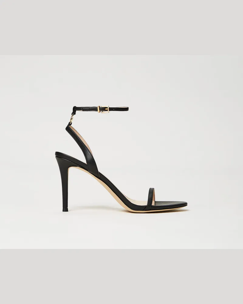 Twin-Set Schuhe - Hohe Sandalette mit Oval T, Schwarz, Größe Schwarz