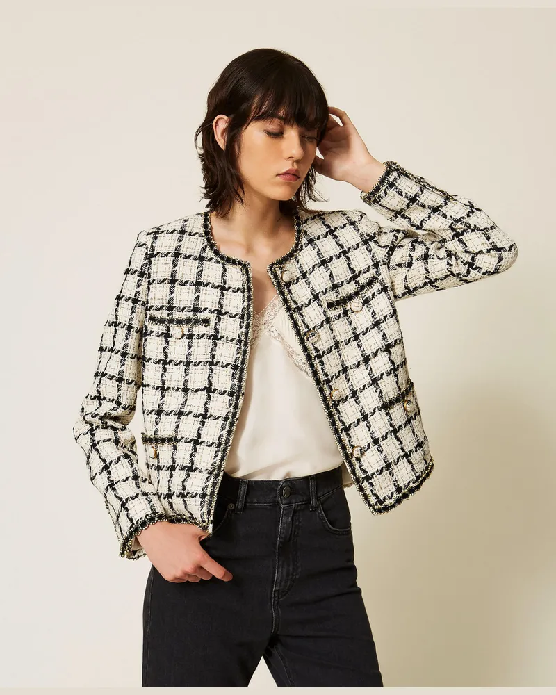 Twin-Set Jacke aus Bouclé mit Karomuster Bouclè