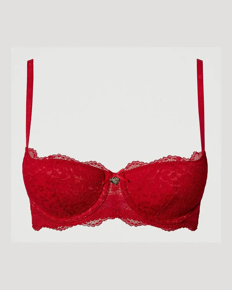 Twin-Set Unterwäsche - Balconette-BH aus Spitze, Tango Red, Größe: 2-B 