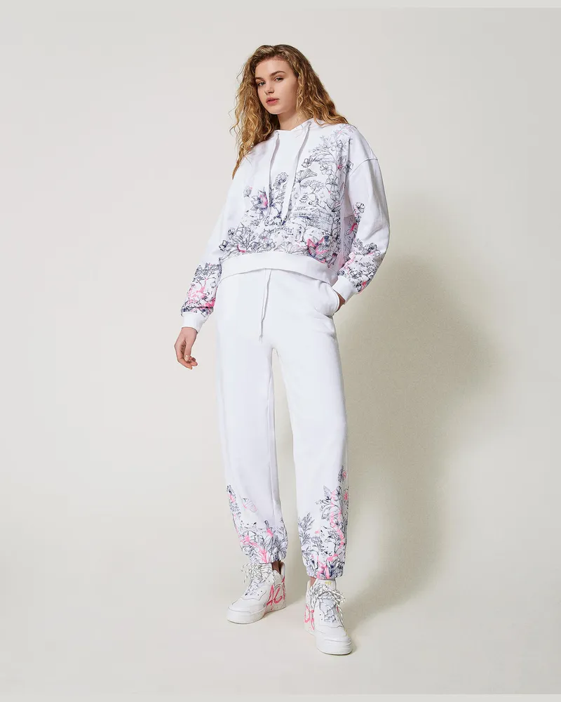 Actitude by Twinset Hosen - MYFO Joggers mit Print, Sprayed Toile De Jouy, Mit Blumen, Größe Sprayed