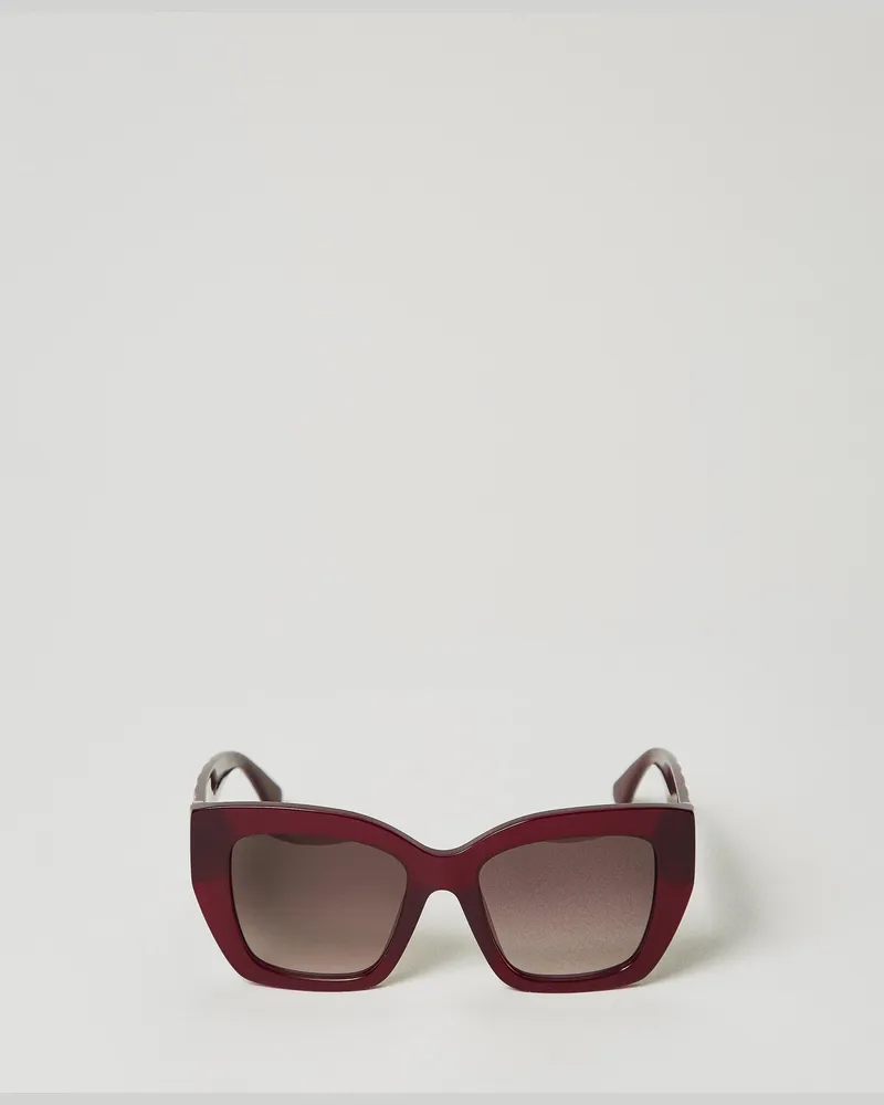 Twin-Set Opalisierende Oversized-Sonnenbrille, Damen, "Shiny Opal"-Bordeaux Shiny