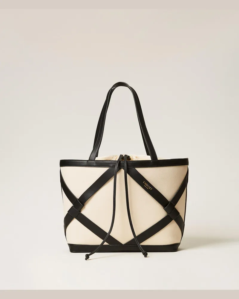 Twin-Set Shopper aus Canvas Zweifarbig