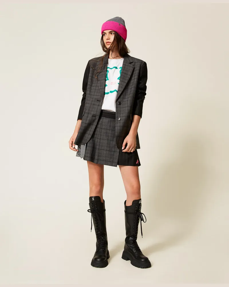 Actitude by Twinset Jacken und Outerwear - Blazer MYFO mit Stickerei, Yarn Dyed Mix, Kariert, Größe Yarn