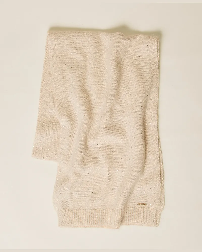 Twin-Set Accessoires - Strickschal mit Pailletten, „Parchment"-Beige, Alpaka, Einheitsgröße „parchment“-beige
