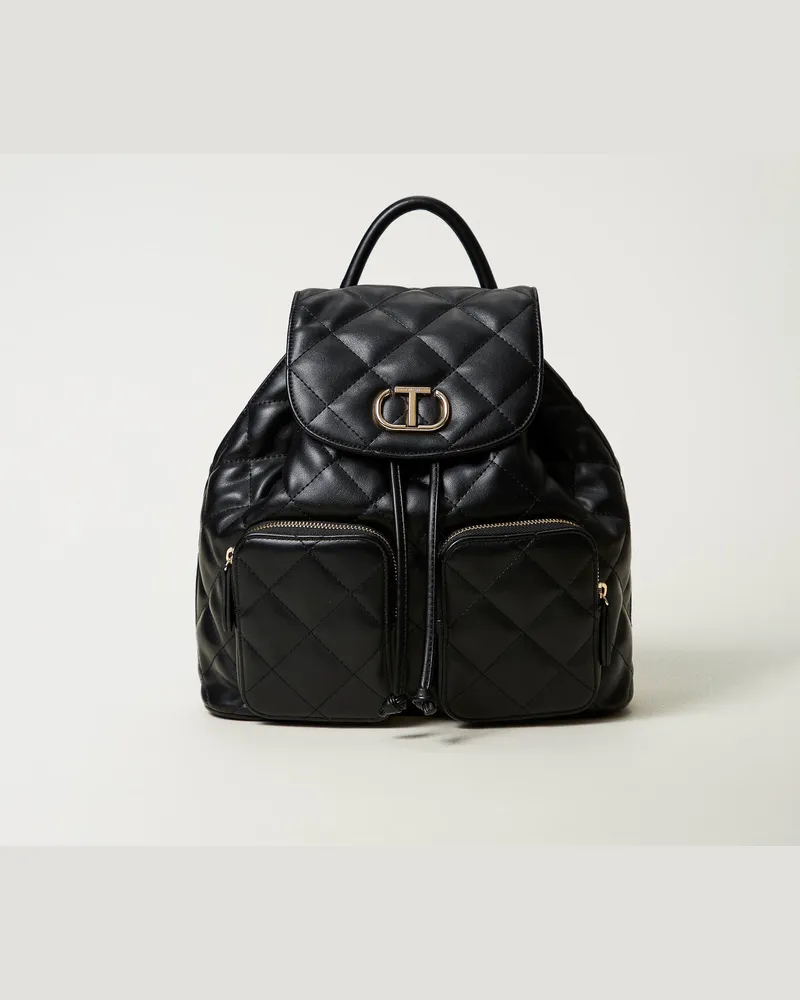 Twin-Set Taschen - Rucksack „Audrey" mit Oval T, Schwarz, Einheitsgröße 