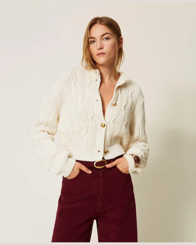 Twin-Set Cropped-Cardigan aus Wollmischung 