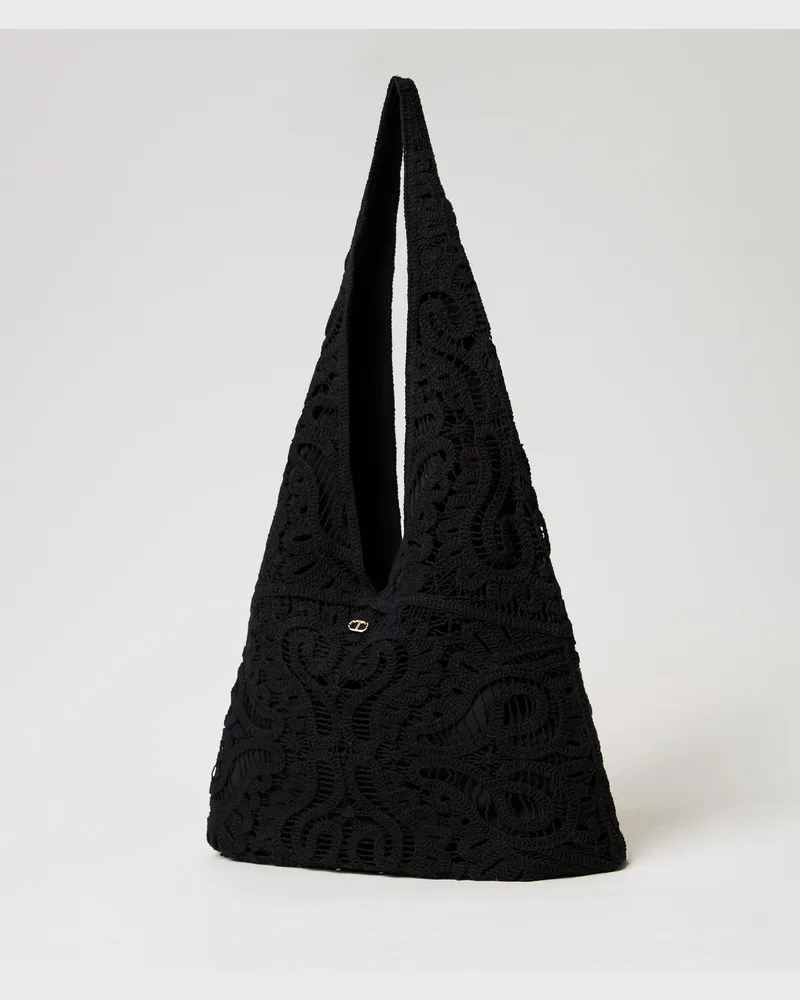Twin-Set Taschen - Gehäkelte Hobo-Bag „Ventotene", Schwarz, Einheitsgröße Schwarz