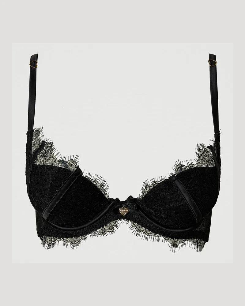 Twin-Set Unterwäsche - Push-up-BH aus Spitze und Satin, Schwarz, Größe: 1-D 