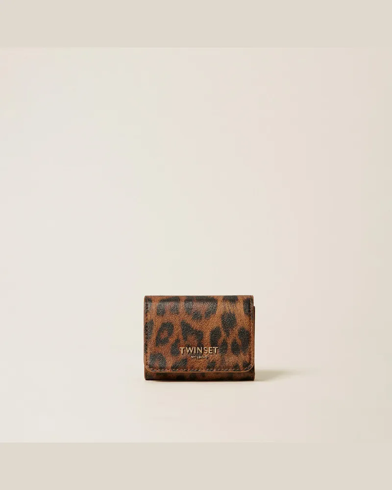 Twin-Set Accessoires - Kleine Geldbörse im Animal-Design und Klappe, Leopardenprint, Einheitsgröße Leopardenprint