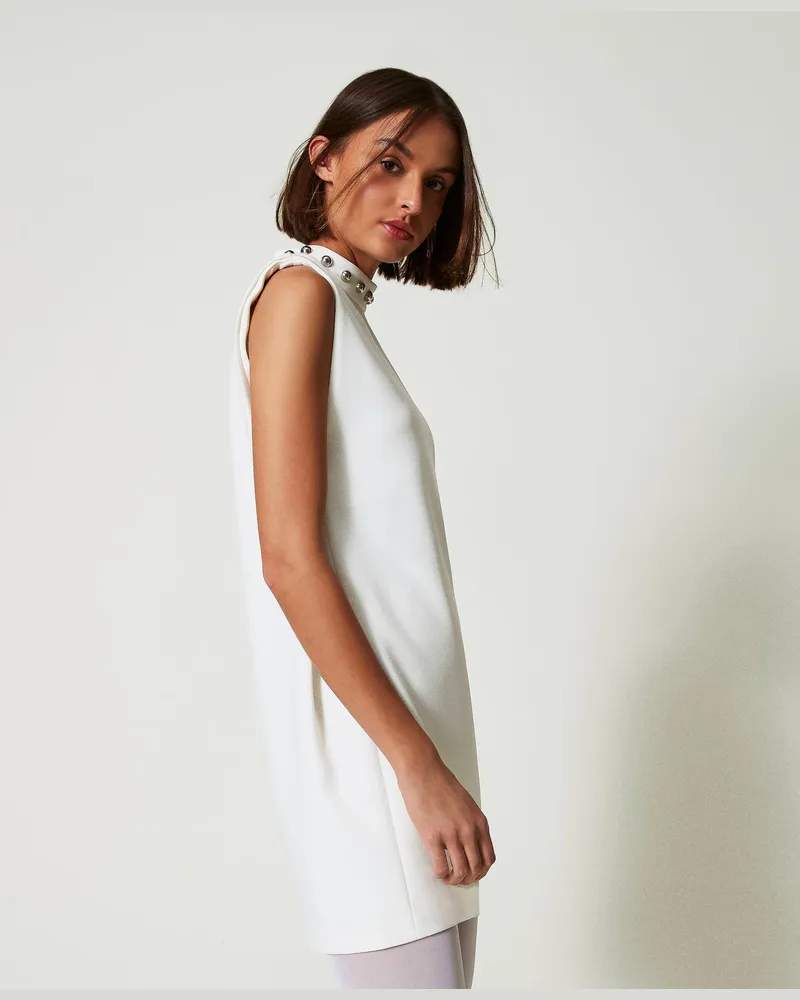 Actitude by Twinset Kleider - Kleid aus Crêpe-Cady mit Metallperlen, White Sahne, Größe White