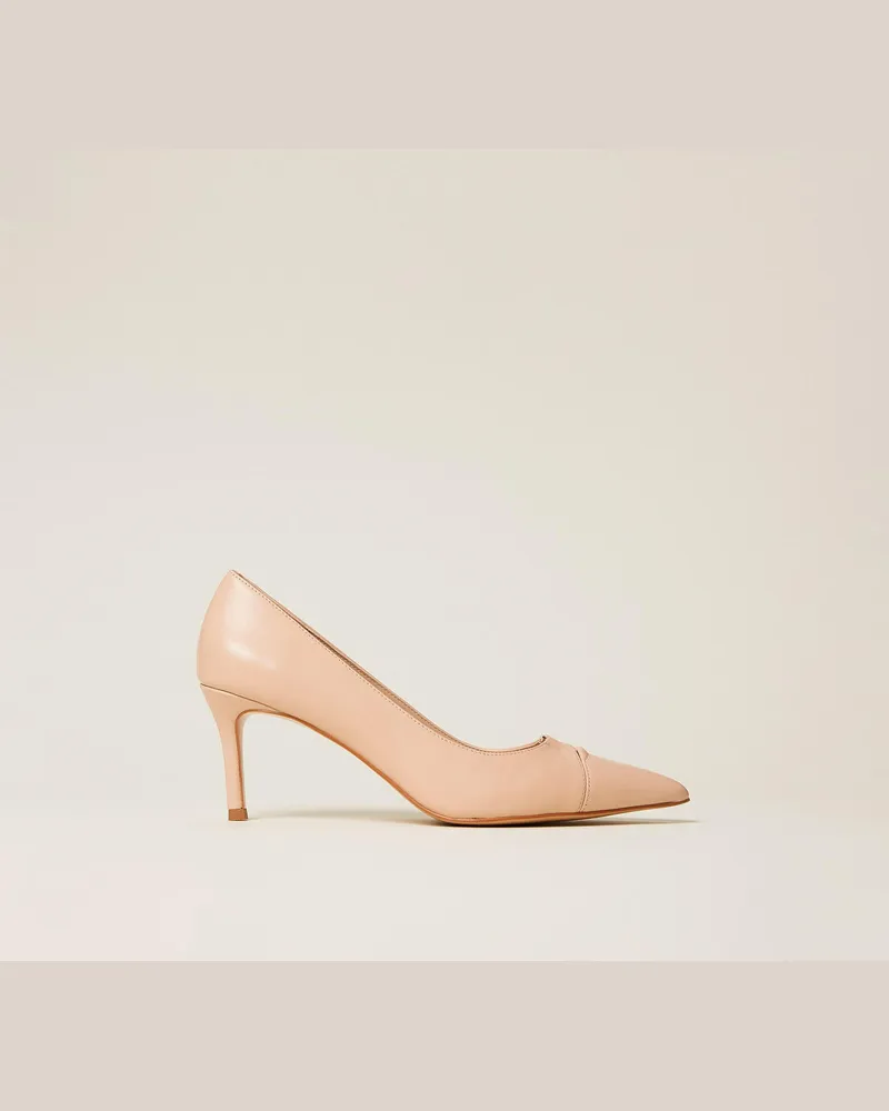 Twin-Set Schuhe - Mittelhohe Pumps aus Leder, "Candy Peach"Rosa, Größe Candy