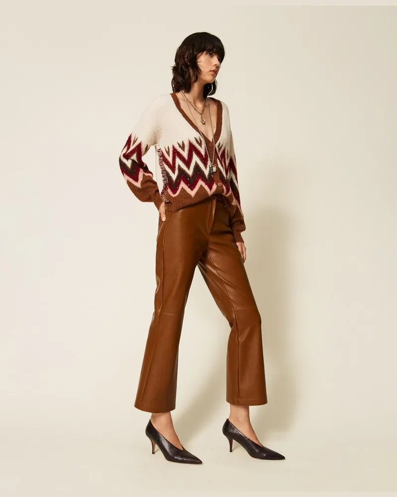 Actitude by Twinset Flare-Hose in Lederoptik Toffee