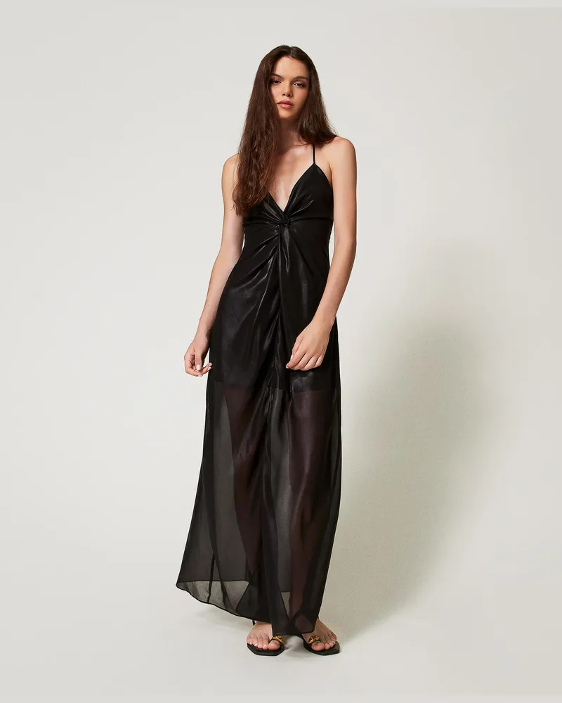 Twin-Set Bademode - Maxikleid aus Metallic-Georgette, Schwarz, Größe: M 