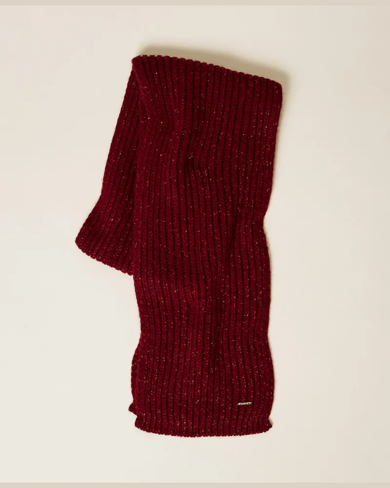 Twin-Set Strickschal mit Lurex Burgundy