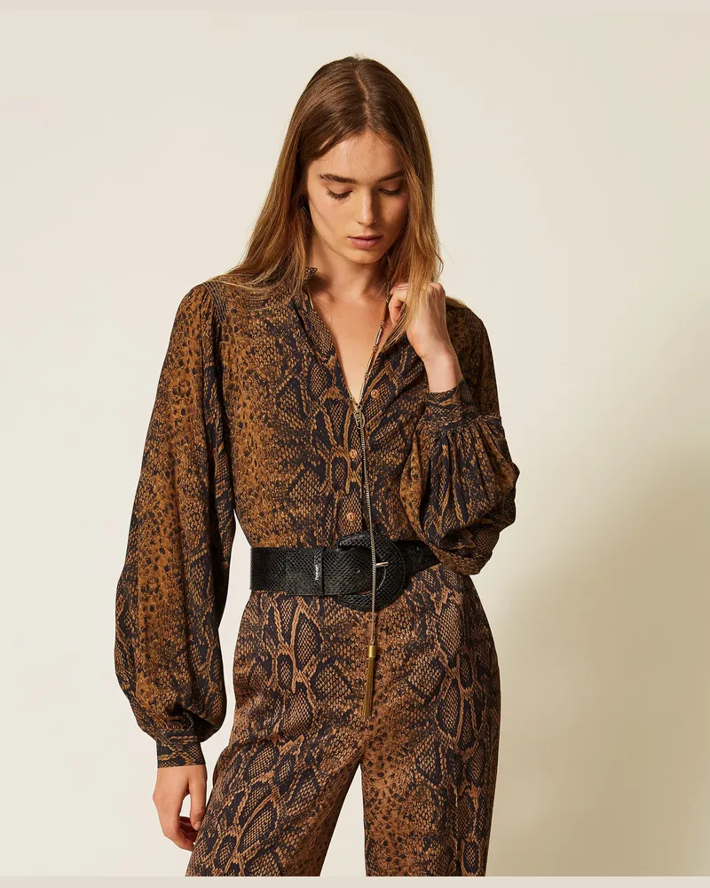 Twin-Set Hemdbluse aus Crêpe de Chine mit Pythonprint Pythonprint