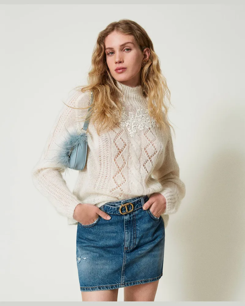 Twin-Set Röcke - Mini-Jeansrock mit Gürtel, Denim, Größe: 50 