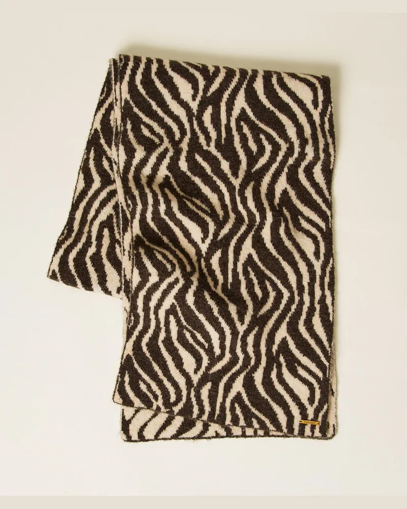 Twin-Set Accessoires - Schal aus Jacquard-Strick mit Animaldessin, Zebraprint, Einheitsgröße Zebraprint