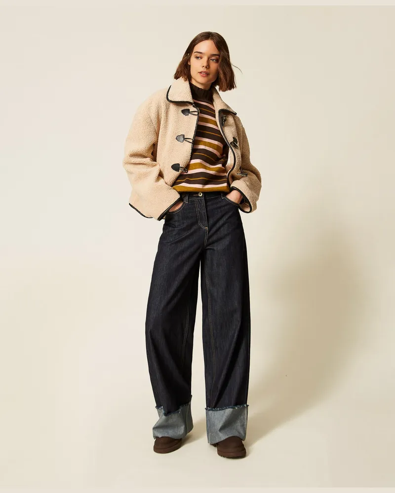 Twin-Set Flared-Jeans mit Aufschlag Indigoblau
