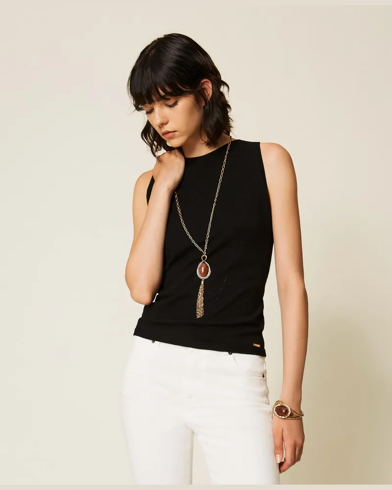Twin-Set 2-in-1-Stricktop mit figurbetontem Schnitt 