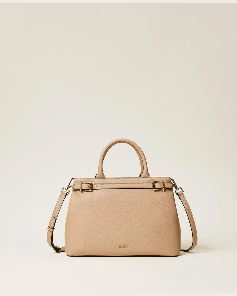 Twin-Set Taschen - Shopper mit Schnallen und Trageriemen, Natural Beige, Einheitsgröße Natural