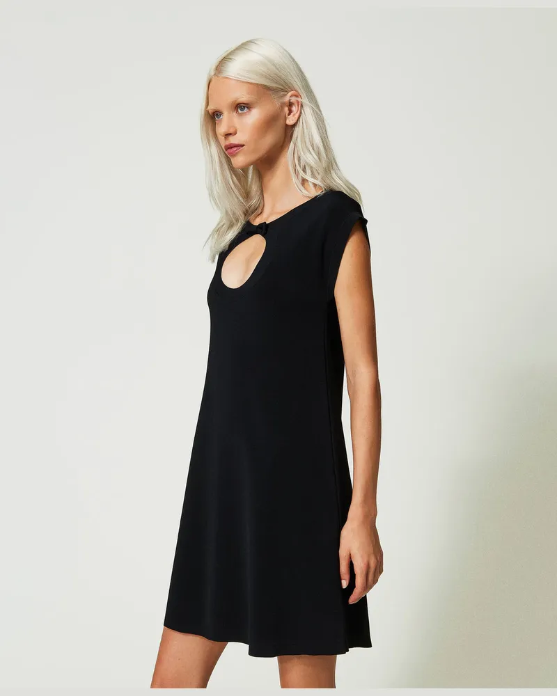 Actitude by Twinset Kleider - Kurzes Kleid mit Cut-out und Schleife, Schwarz, Größe Schwarz