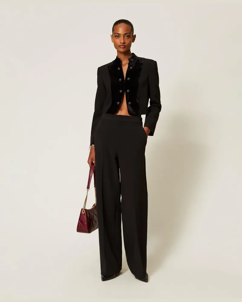 Twin-Set Gerade geschnittene Hose aus Crêpe Schwarz